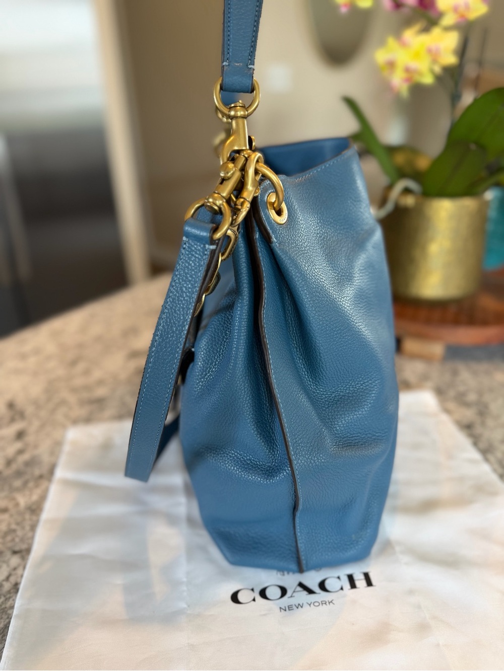Coach Tabby Hobo Bag - Lake Blue Polished Pebbled Leather (Style 78207) EUC - Picture 4 of 14